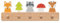 goki 60662 - Garderobe Waldfreunde aus Holz, Kindergarderobe mit 5 Haken, Niedliche Waldmotive Fuchs, Waschbär, Reh, Hakenleiste für Kinderzimmer, Fördert Ordnung und Selbstständigkeit, ab 1 Jahr