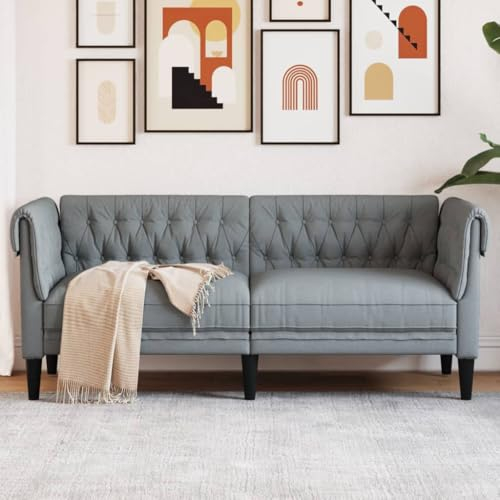 ShGaxin Chesterfield 2-sits soffa ljusgrå tyg, vardagsrumssoffor, relaxsoffa - 372547