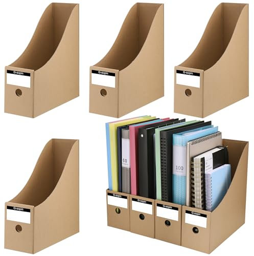JIANTA Zeitschriftensammler aus Karton, Stehsammler Wellpappe 9 cm x 22 cm x 27 cm Braun Leichtgewichtig für Datei Ordner Schreibwaren Bürobedarf - 8er Set