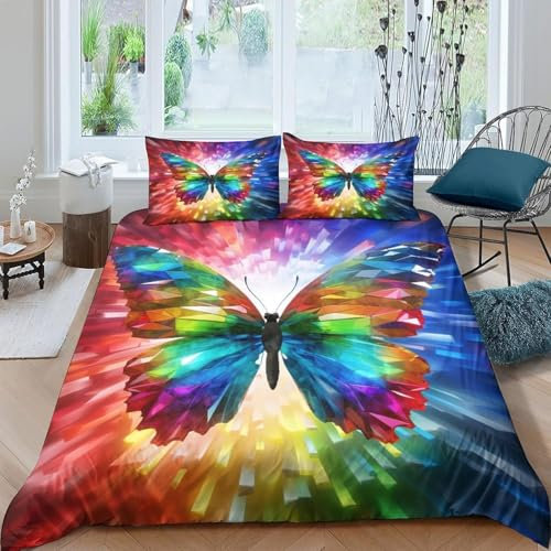Bedruckte Bettbezug-Sets 260X230 cm Tierischer Schmetterling 3D-Druck Set Weiche Mikrofaser Bettwäsche Set Für Erwachsene Teenager Kinder 3 Stück Mit Reißverschluss Für Heimtextil-884593376201449000