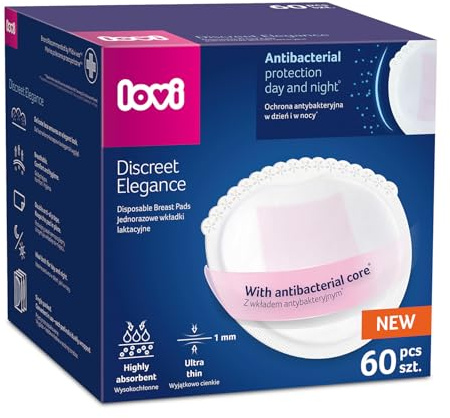 LOVI Antibakterielle Stilleinlagen Discreet Elegance, Einweg, Hochaufwendig, Atmungsaktiv, Diskret, Profiliert (standard Weiß, 60, Stück)