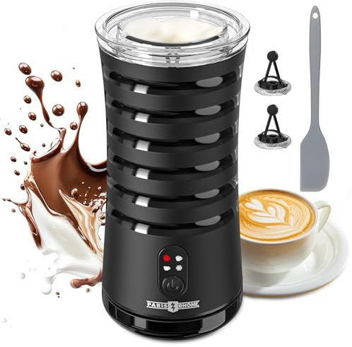 PARIS RHÔNE Milchaufschäumer Elektrischer, 4-in-1-Milchaufschäumer, Geeignet für Heißen und Kalten Milchschaum, Warme Milch, 240 ml Milchaufschäumer Induktion, Schwarz