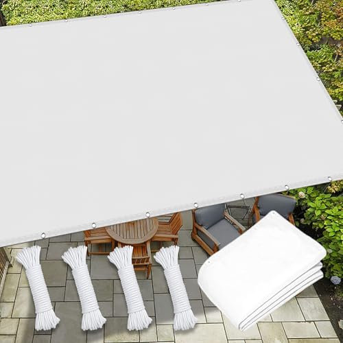 Sonnensegel Nach Maß mit Ösen 1.5 x 6 m Sonnenschutz 98% UV Schutz Sonnensegel Rechtwinklig Vielen Größen mit Spannseilen für Patio Hinterhof Rasengarten, Weiß