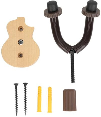 Colgador de Ukulele de Madera de Caoba, Soporte de Pared Elegante y Estilizado, Compatible con Ukulele Mandolina Banjo - Material Resistente, Fácil Instalación, Ideal para Estudi (Marrón claro)