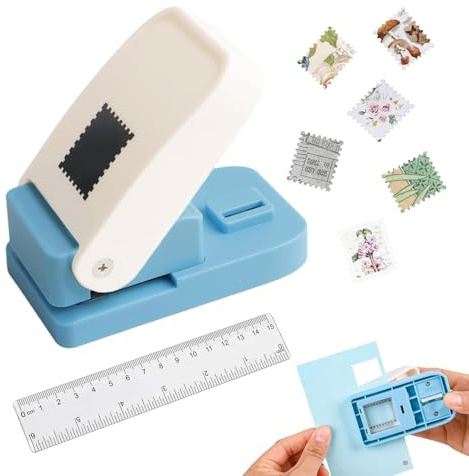 Stämpelstansare med 15 cm linjal | stämpelstansar, kvadrat, 2 x 2,5 cm | Exakt mätning för scrapbooking, gör-det-själv-kort och hantverk