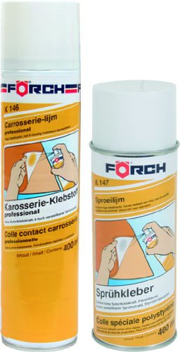 Förch Sprühkleber K147 400ml - Sprüh Kraftkleber mit extrem hoher Sofortklebekraft Kraftsprühkleber plus für Himmelstoff, Kunstleder, Stoff, Dämmmatten, Gewebe, Schaumgummi, Leder, Pappe, Styropor, Vinyl, Gummi