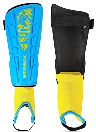 Vizari Malaga Soccer Shin Guard, Small, Sky/Yellow