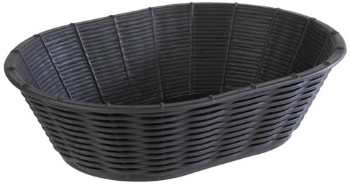 APS 40216 Korb WICKER LOOK, Obstkorb, Brotkorb, 23 x 17 x 6,5 cm, Polypropylen, schwarz