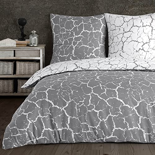Buymax Bettwäsche 200x220 cm – Bettwäsche Set 3-teilig 200 x 220 cm, Renforcé 100% Baumwolle, Bettbezug mit 2 Kissenbezügen 80x80 cm, Oeko-TEX, Reißverschluss, weich und atmungsaktiv