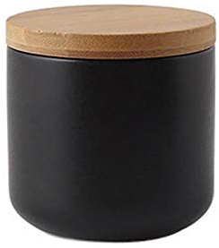 Keramik Vorratsdose mit Bambusdeckel und Silikonring (Schwarz, 8.79oz/260ml)