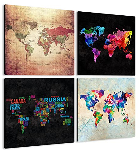 Giallobus - Quadri 4 Multi pannello Art Board - Raccolta Mappe 2 - Legno Mdf - 29,7x29,7 - x 4 pezzi