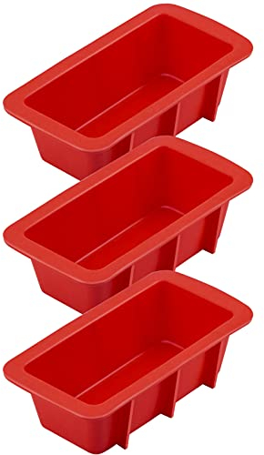 Anaeat Silicone Mini Bread and Loaf Pans Set of 3, Non-Stick loaf Pans - Just PoP Out! Flexible Silicone Baking Molds for Homemade Breads, Cakes, Meatloaf, Brownies, Oven Safe & Dishwasher Safe