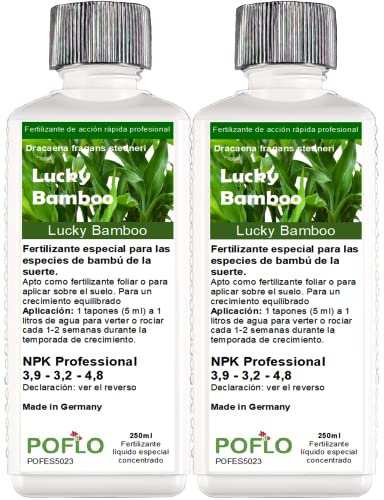 POFLO Lucky Bamboo Fertilizante para bambú de la suerte, línea profesional de abono completo de ALTA TECNOLOGÍA NPK para el bambú Dracaena sanderiana (500ml)