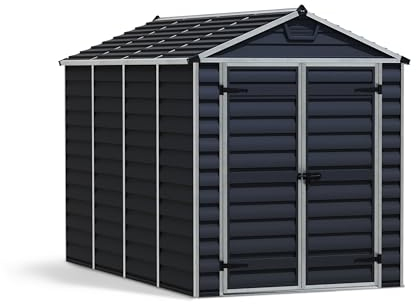 Canopia by Palram Gerätehaus Garten Skylight 6x10 Geräteschuppen Metall 186 x 304cm Midnight Grey Polycarbonatplatten rostbeständig UV-Schutz