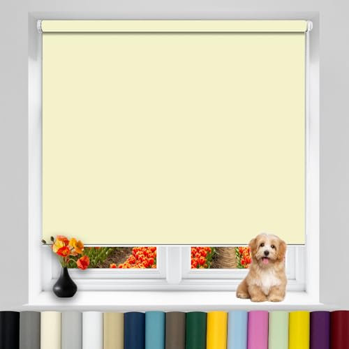 Verdunkelungsrollo Klemmfix 65 x 170 cm Verdunkelnd Rollos, Doppelrollo ohne Bohren Sonnenschutz & Sichtschutz, Ohne Bohren für Fenster & Tür, Beige