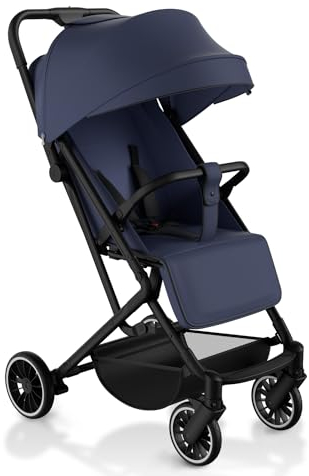 HaShow Kinderwagen Kompakter Buggy （Schwarz ）,Kann in Flugzeugen Genommen Werdenr, mit Verstellbarer Rückenlehne und Ablagekorb für 0-3 Kinder