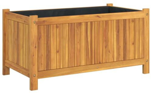 vidaXL Odlingslåda med foder 80x42x40 cm massivt akaciaträ, hög odlingslåda, odlingskruka, blomkrukor, höga odlingslådor, odlingskrukor, blomkruka