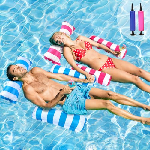 VFANDV Amaca Galleggiante per Piscina 2 Pezzi, Materassini per Piscina 4 in 1 Materassino per Acqua Gonfiabile Amaca Galleggiante Sedia Galleggiante per Piscina Accessori Gonfiabili per Piscina
