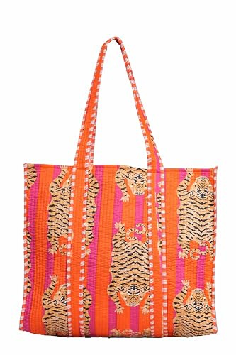 INDACORIFY Borsa tote stampata in cotone Borsa per il trasporto da donna Borsa per la spesa fatta a mano indiana Borsa a tracolla etnica Baho Hippie per uso quotidiano