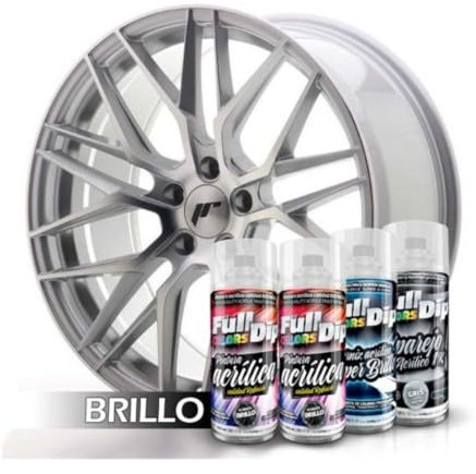 AutoFullCar - Pack jantes - Full Colors By Full Dip - Peinture acrylique permanente - Format spray 400 ml/u. - Contient de la peinture, de la peinture et du vernis finition brillante ou mate