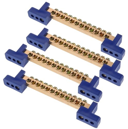 Veemoon 4pezzi Morsettiera Barra Di Distribuzione Rame Per Connessioni Elettriche Blocchi Di Terminale Per Cabine Di Distribuzione e Impianti Barrette Di Messa Resistente e Sicura