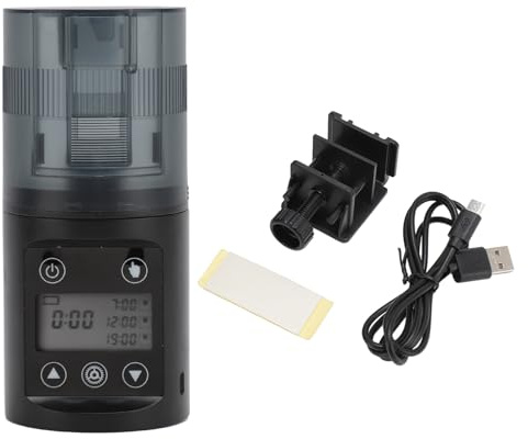 Distributore automatico di cibo per acquario con timer di grande capacità alimentazione precisa per tartarughe di pesce USB nero