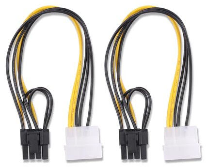 ELFJMZP 4-Pin molex connector to 8 Pin (6+2) Graphics Card Power Adapter PCI Express 8 Pin (6+2) Male Adapter Converter Cable (2PCS)