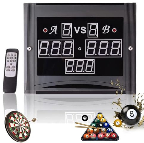 Tabellone segnapunti digitale a LED per biliardo, con telecomando, da 0 a 199, contatore elettronico da tavolo per snooker e biliardo