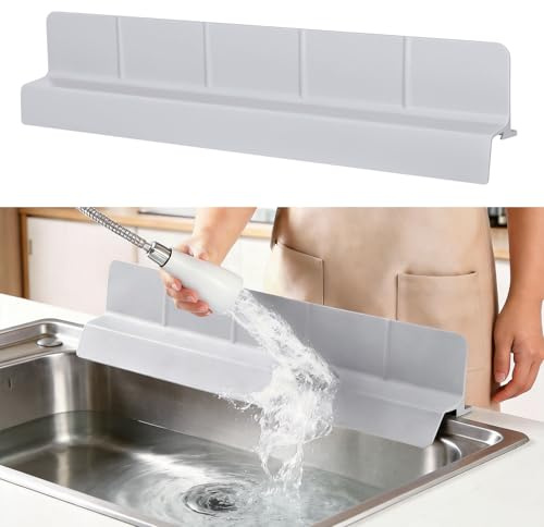 Sink Splash Guard with Suction Cups, 23, Silicone Water Guard for Kitchen & Bathroom, Faucet & Countertop Protector, Easy Install, Dishwasher Safe