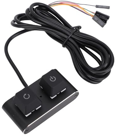 OPPWONG PC Power Key, Desktop Switch Splitter med HDD LED, Extern PC Power Key Förlängningskabel med ON Off Reset SW, 2M Kabel RGB-lampa för Datormoderkort, Idealisk för Stationär Dator
