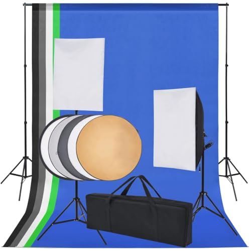 LoogCape Fotostudioset med 5 färgade bakgrunder softboxar och justerbara stativ för porträtt och produktfotografering