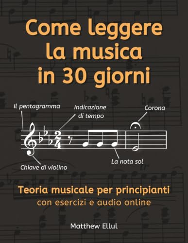 Come leggere la musica in 30 giorni: Teoria musicale per principianti con esercizi e audio online