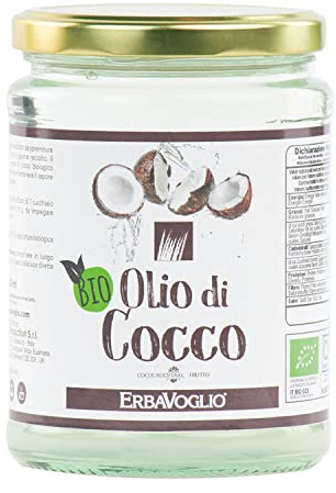 Erbavoglio Olio di Cocco Bio - 500 g - Alimento biologico - Versatile e naturale, perfetto per idratare la pelle, nutrire i capelli e per uso in cucina.