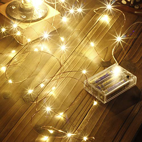 Makion Led String Lights 100 LEDs Decorative Fairy Battery Powered String Lights, Copper Wire Light for Indoor, Outdoor Lighting, Bedroom,Wedding, Christmas, Party Decoration(33ft/10m Warm White)