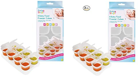 First Steps 2 X Baby Weaning Food Freezing Cubes Tray Pots Freezer Storage Containers BPA Free