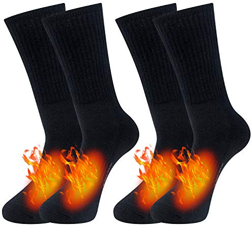 Chalier Cozy 2Paia Calze Merino Uomo, Calzini in Lana Termiche e Lunghe Ideali per Escursioni, Trekking e Campeggio M((39-42) Nero