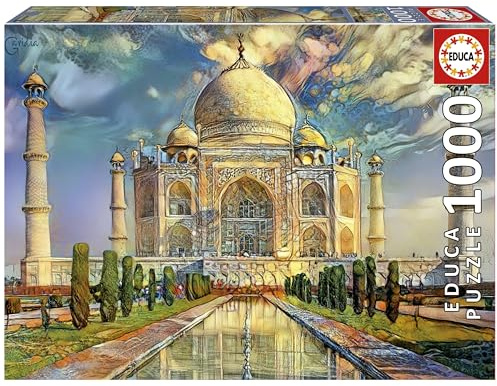Educa - Puzzle 1000 pezzi Taj Mahal | Puzzle monumenti | Misura 68x48 cm | Include colla Fix | Per adulti 14+ (19613)