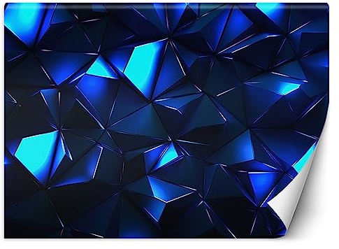 Feeby Papier Peint Intissé Effet 3D Néon 350x245 cm bleu XXL Moderne Décoration Murale Tableaux Muraux Tapisserie Salon Chambre à coucher Jeux Adolescents