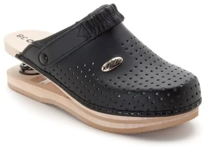 baldo Zoccoli con Molla Donna Adulto in Legno di Faggio con Plantare Ammortizzante Nero Tacco 5 cm Numero 39
