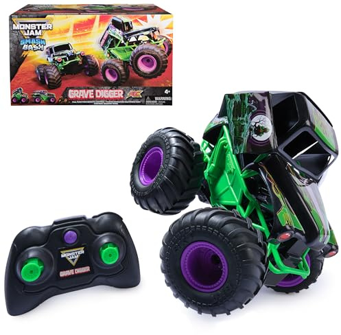 Monster Jam, Official Smash & Bash Grave Digger Remote Control Indoor & Outdoor Vehicle, 1:15 Scale Repairable Monster Truck, Kids Toys for Boy and Girls Age 4 and up