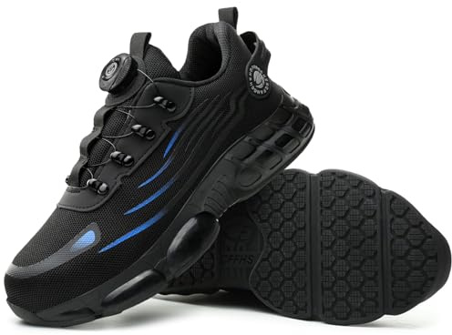 Safety Shoes with Knob Adjustment for Men & Women - Steel Toe Sneakers New for 2026, Non slip Resistant Work Shoes, Lightweight Breathable & All-Day Comfort for Construction, Warehouse, Industrial Use