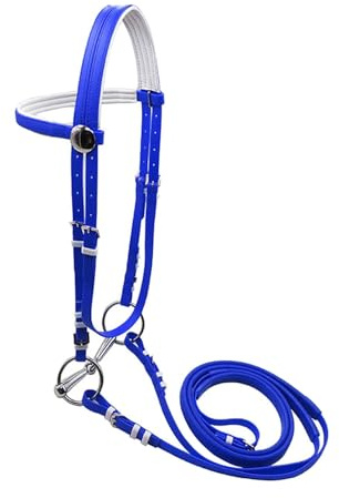 harayaa Brida para Caballo Incorporando Cabezada con Cuerda Riendas Cómodas Y Ajustables Diseño Antideslizante Uso en Granjas Deportes Horsemanship, L Blue