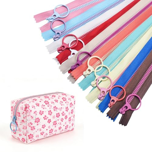 Juego de 20 cremalleras de colores de 20 cm, 10 colores, 2 cremalleras de resina para costura, ropa, bolsos, manualidades y bolsos