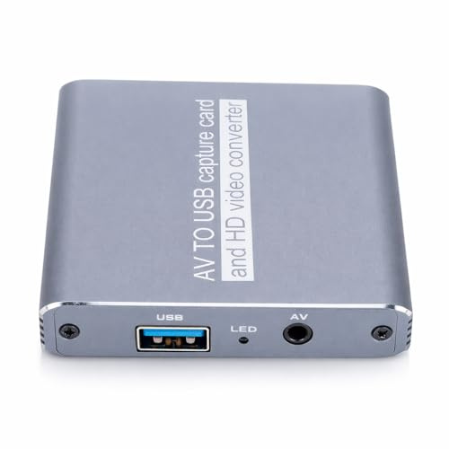 Gugxiom Convertidor HDMI a AV Adaptador de Captura y Visualización USB 3.0, Convertidor HDMI para Digitalizar Dispositivos VHS Hi8 Video8 y AV para Uso en Computadoras Portátiles, TV,