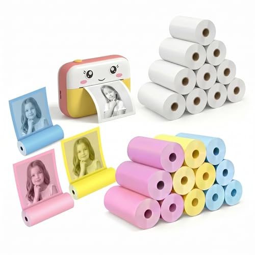 CUULANIX 22 rullar barnkamerapappersrulle för de flesta barn, omedelbar bildkamera, BPA-fri, termopapper för scrapbooking, foton, anteckningar, etiketter, 5,7 x 2,5 cm
