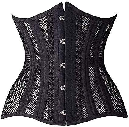 SHAPERX Women 26 Steel Boned Mesh Corsets Longline Heavy Duty Waist Trainer Long Torso Cincher,SZ1794-Black-2XL
