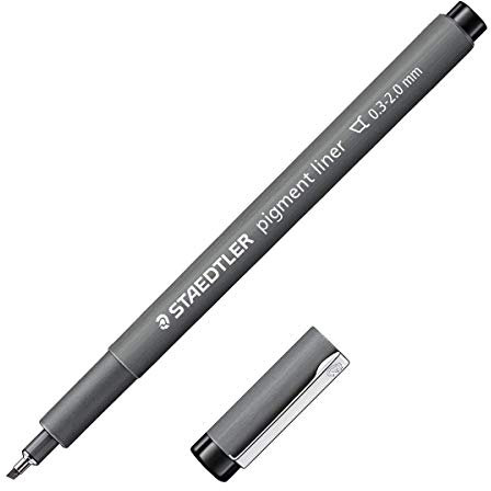 Staedtler 308 C2 – 9 Pigment Liner, Nero, punta a scalpello, 0,3 – 3,00 mm