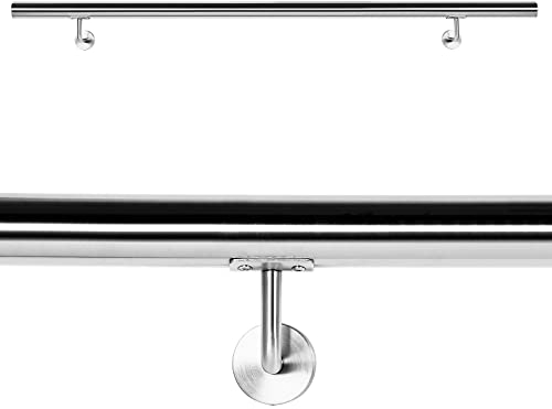 WilTec Kit Main courante Escalier 150cm Acier affiné V2A Garde-corps Rambarde Support mural Dispositif de fixation Balustrade Logement Entreprise