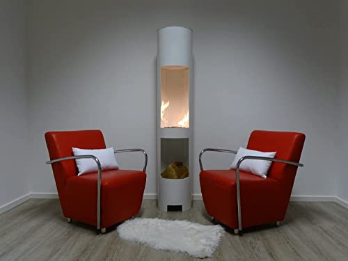 Ethanol & Gelkamin Gel Kamin Modell Hightower XL Weiss mit Holzfach Höhe: 180 cm