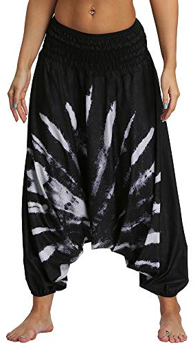 Nuofengkudu Femme Sarouel Yoga Pantalon Hippie Print